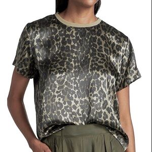 ATM 100% Silk Charmeuse Animal Print Top
